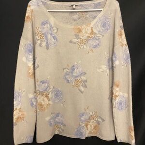 Joie Beige and Lavender Floral Women's Sweater size Large